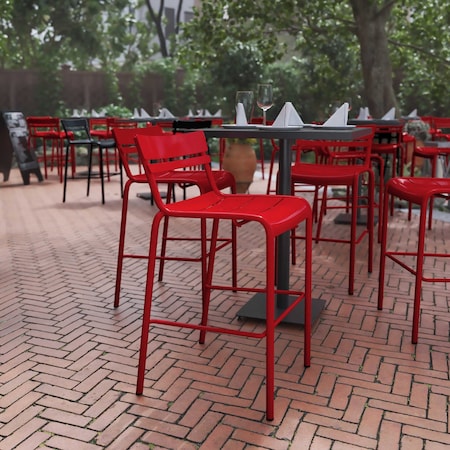 Flash Furniture Red All-Weather Steel Bar Stool XU-CH-10318-B-RED-GG